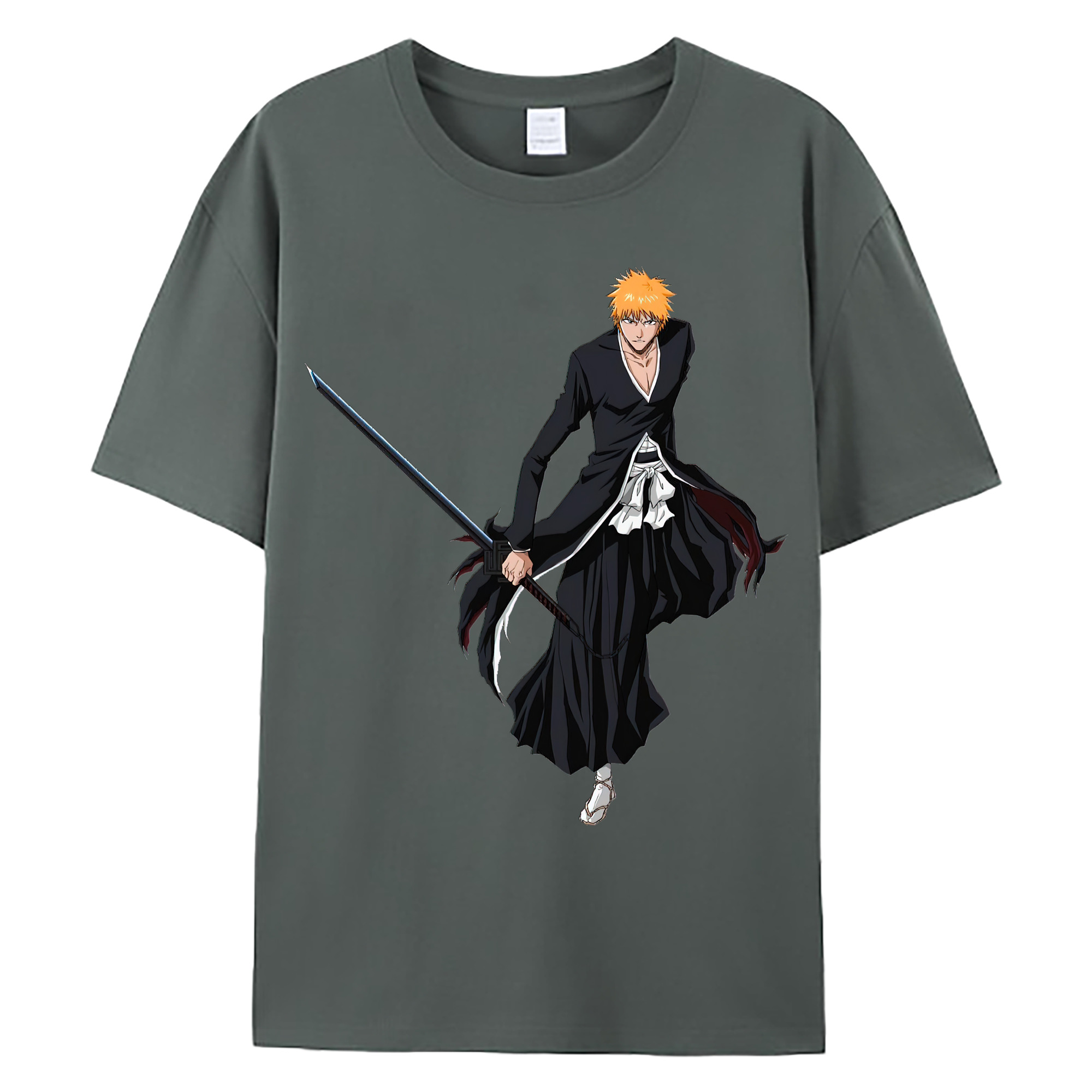 （画像用） ブリーチ 黒崎一護（くろさき いちご）BLEACH Kurosaki Ichigo 綿100％ メンズ半袖Tシャツ｜肌触りやわらか＆通気性